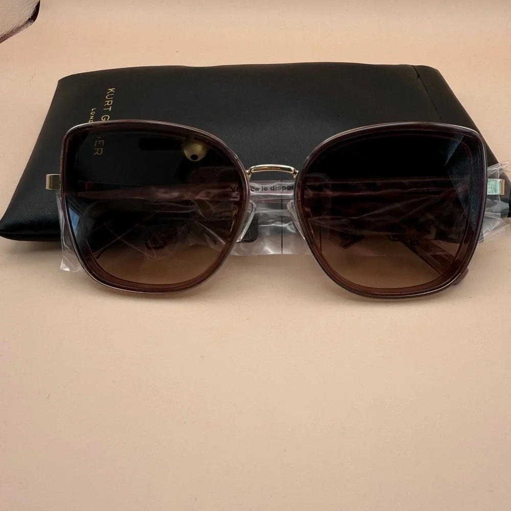 Kurt Geiger London Crystal Burgundy Square Butterfly Sunglasses NEW KGL9037/S